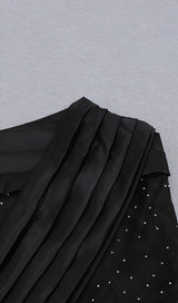 HOLLY BLACK CRYSTALLIZED CORSET HIGH SLIT SATIN GOWN Dresses styleofcb