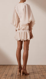 PLUNGED DRAPED MINI DRESS Dresses styleofcb