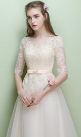 SWEET BRIDEMAID LACE HALF SLEEVES MAXI DRESS IN WHITE styleofcb