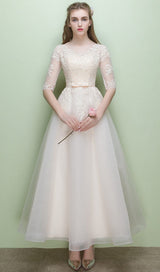 SWEET BRIDEMAID LACE HALF SLEEVES MAXI DRESS IN WHITE styleofcb