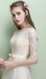 SWEET BRIDEMAID LACE HALF SLEEVES MAXI DRESS IN WHITE styleofcb