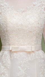 SWEET BRIDEMAID LACE HALF SLEEVES MAXI DRESS IN WHITE styleofcb