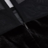 BLACK CREWNECK MESH STITCHED VELVET DRESS styleofcb