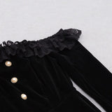 VELVET LACE ONE PIECE NECKLINE VINTAGE MIDI DRESS IN BLACK styleofcb