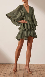 PLUNGED DRAPED MINI DRESS Dresses styleofcb