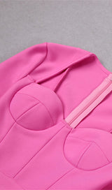 STRETCH LONG SLEEVES MINI DRESS IN HYPER PINK styleofcb