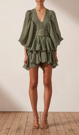 PLUNGED DRAPED MINI DRESS Dresses styleofcb