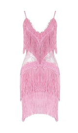 TASSEL LACE MINI DRESS IN PINK Dresses styleofcb XS PINK