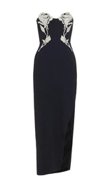 CRYSTAL FLOWER MAXI DRESS IN BLACK Dresses styleofcb