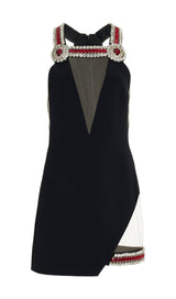 CRYSTAL DEEP V BANDAGE MINI DRESS Dresses styleofcb XS BLACK