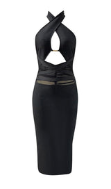 HALTER CUTOUT MIDI DRESS IN BLACK styleofcb