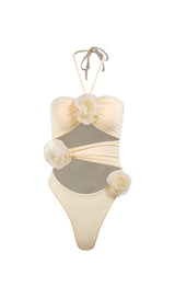 HALTERNECK CUTOUT EMBELLISHED SWIMSUIT Swimwear styleofcb