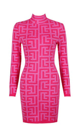 LONG SLEEVE MINI DRESS IN PINK Dresses styleofcb