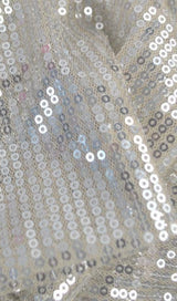 SEQUIN DEEP V-NECK PLEATED BOTTOM MINI DRESS IN SILVER styleofcb