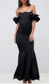 THREE-DIMENSIONAL CURLY BANDEAU DRESS IN BLACK styleofcb
