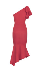 ONE SHOULDER FISHTAIL MAXI DRESS IN RED styleofcb