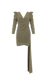 DEEP V DRESS MINI DRESS IN GOLD styleofcb