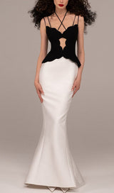 SKINNY SUSPEN DER MERMAID DRESS IN BLACK AND WHITE styleofcb
