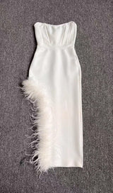 FEATHER DRESS – WHITE styleofcb