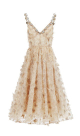 SEQUIN BUTTERFLY EMBELLISHED CRYSTAL MIDI DRESS styleofcb