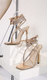 CRYSTAL LACE UP HEELS IN GOLD Shoes styleofcb