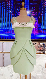 CRYSTAL STRAPPY MINI DRESS IN MINT DRESS STYLE OF CB