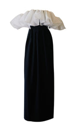 STITCHED OFF-THE-SHOULDER SLIM DRESS IN BLACK styleofcb