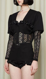 MESH CORSET TWO PIECES SUIT IN BLACK styleofcb