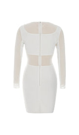 MESH STITCHED SKINNY MINI DRESS IN WHITE styleofcb