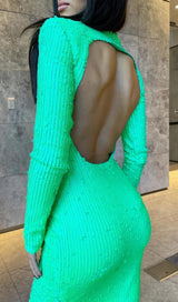 LONG SLEEVES BODYCON MIDI DRESS IN GREEN styleofcb