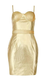 BANDAGE BODYCON MINI DRESS IN GOLD Dresses styleofcb