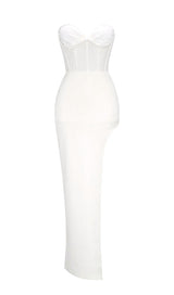 STRAPLESS GAUZE MAXI DRESS IN WHITE Dresses styleofcb