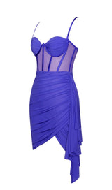 YOLIE ROYAL BLUE RUCHED DRAPING MESH CORSET DRESS Dresses styleofcb