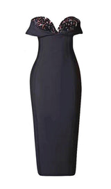 SEQUIN STRAPLESS MIDI DRESS IN BLACK Dresses styleofcb