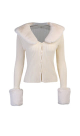BEIGE WOOL COLLAR KNIT TOP styleofcb