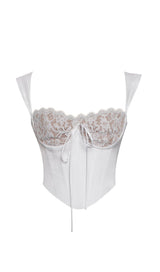 WHITE LACE SATIN CORSET TOP styleofcb