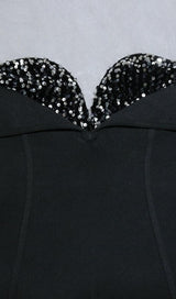 SEQUIN STRAPLESS MIDI DRESS IN BLACK Dresses styleofcb