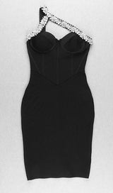 BLACK CRYSTAL STRAPS CROSET DRESS styleofcb