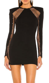 LACE PATCHWORK SEXY DRESS IN BLACK styleofcb