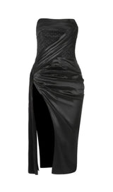 STRAPLESS MIDI DRESS IN BLACK styleofcb