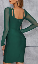 PERSPECTIVE GAUZE FISH BONE DRESS IN DARK GREEN styleofcb