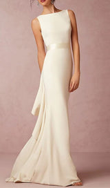 LAMINATED RUFFLE SLEEVELESS DRESS IN WHITE styleofcb