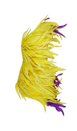 ASYMMETRIC FEATHER MINI DRESS IN YELLOW styleofcb