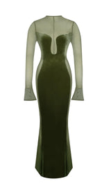 LONG SLEEVES LACE MAXI DRESS styleofcb XS GREEN