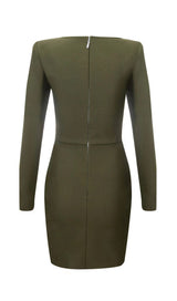 SEQUIN BODICE HIP WRAP DRESS IN OLIVE GREEN styleofcb