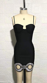 CRYSTAL BANDAGE MINI DRESS IN BLACK Dresses styleofcb