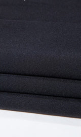 DIAMOND-BUTTON BOW LATERN SLEEVE IRREGULAR SUIT DRESS IN BLACK styleofcb