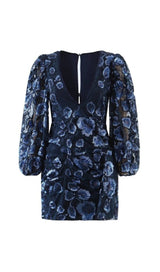 VICTORIA EMBROIDERED MINI DRESS IN BLUE styleofcb