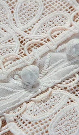 LACE V-NECK MIDI DRESS IN WHITE DRESS STYLE OF CB