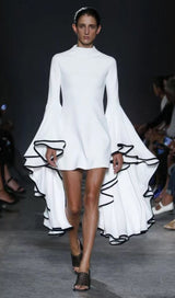 RUFFLED SLEEVE MINI DRESS IN WHITE DRESS STYLE OF CB